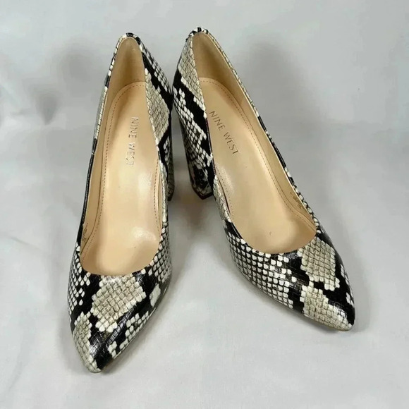 Nine West WNALIS Size 6M Snake Block Heels Business Work Office Party Pumps - Picture 2 of 8